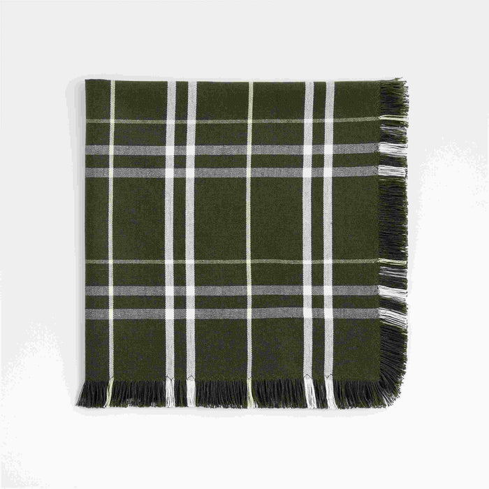 Craft Green Plaid Organic Cotton Fringe Dinner Napkin