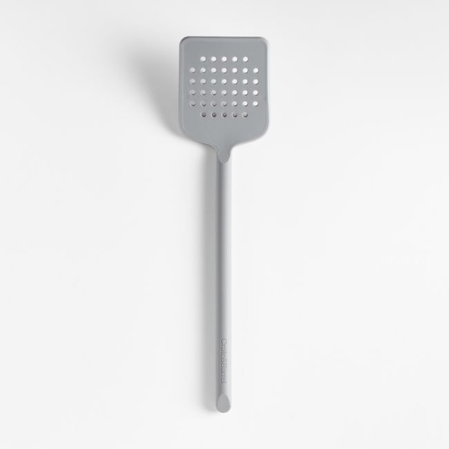 Crate & Barrel Grey Silicone Slotted Turner