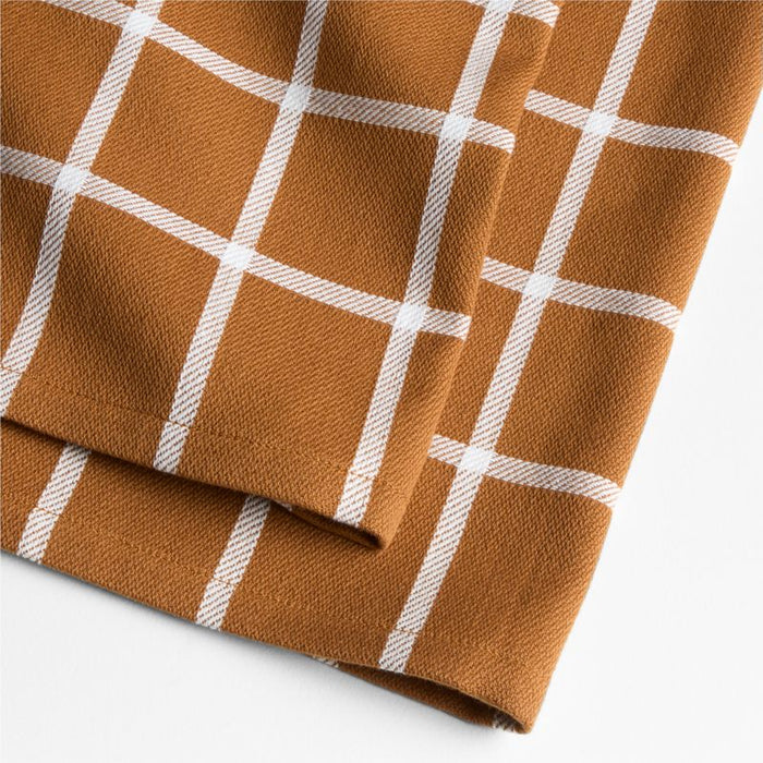 Cuisine Windowpane Brulee Brown Organic Cotton Dish Towels, Set of 2