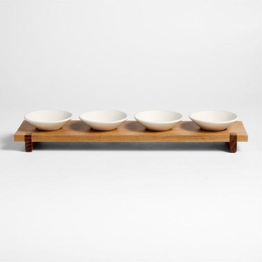 Basel Mise En Place 24" White Oak Serving Board with Four 5" Bowls by Daniel Humm