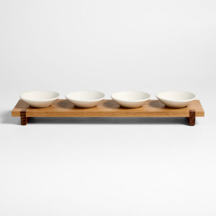 Basel Mise En Place 24" White Oak Serving Board with Four 5" Bowls by Daniel Humm
