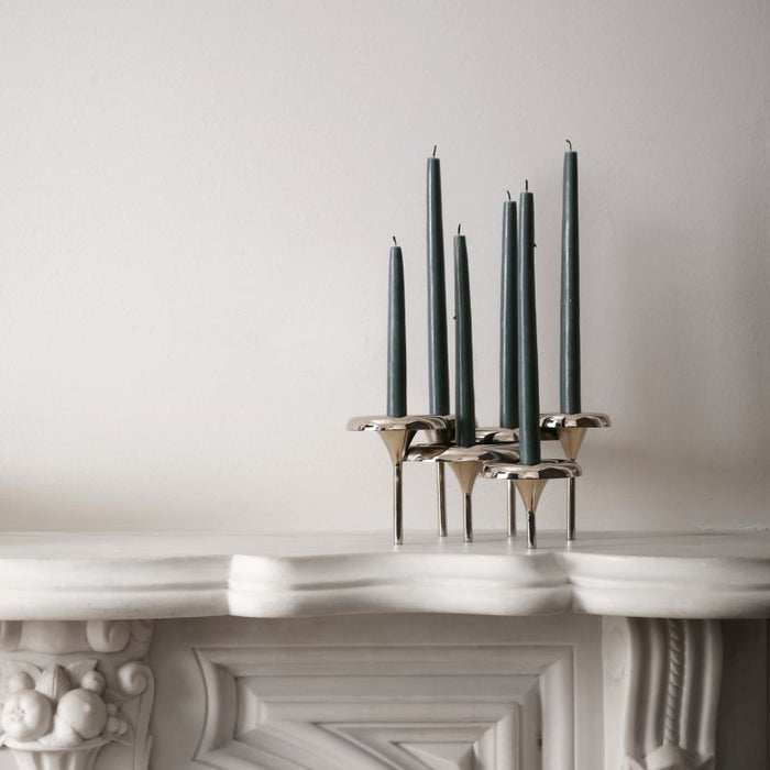 Aura Short Nickel Cast Brass Candelabra by Daniel Humm