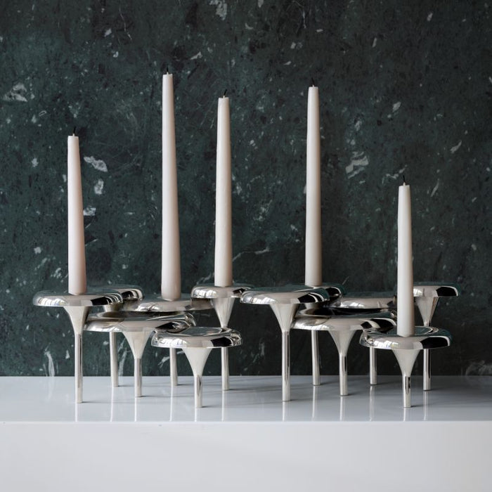 Aura Short Nickel Cast Brass Candelabra by Daniel Humm