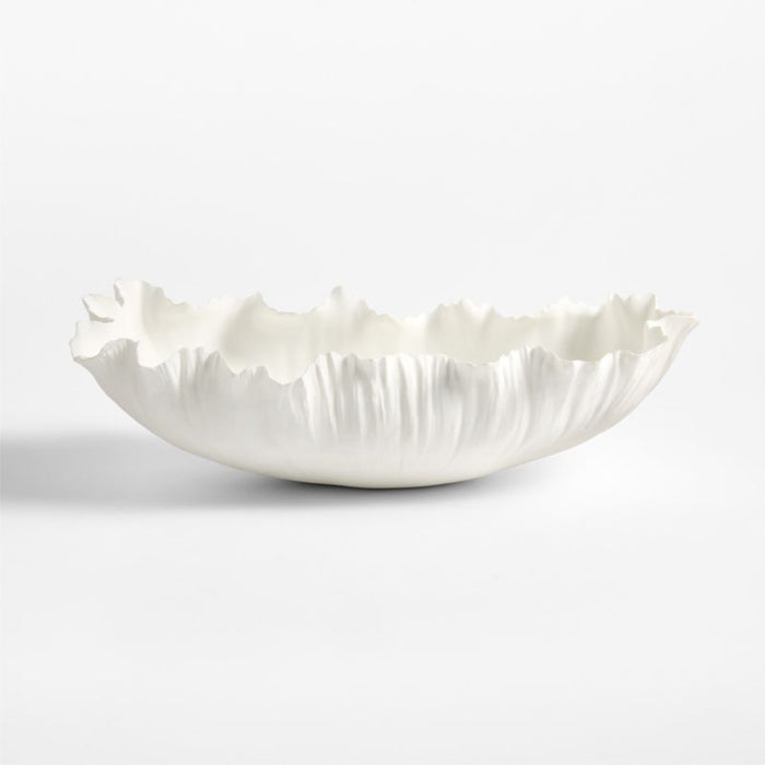 Deckled Edge White Porcelain Decorative Bowl