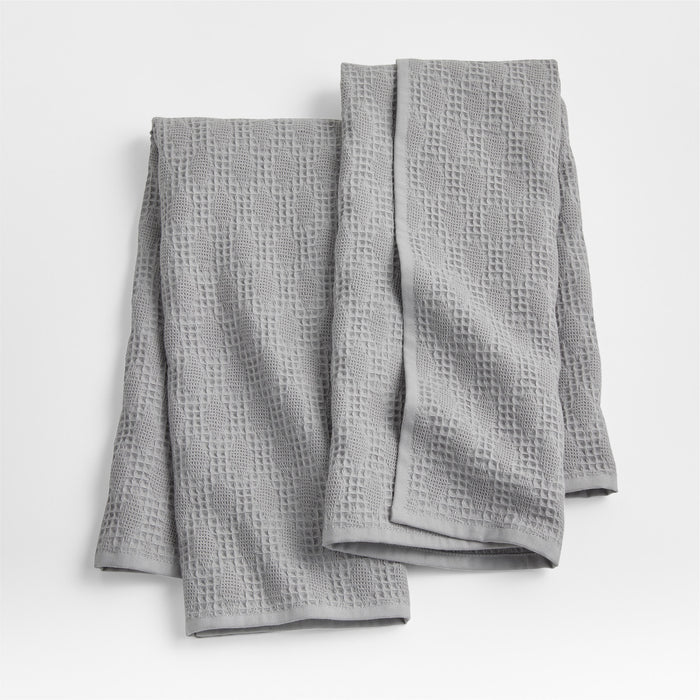 Diamond Piqué Alloy Grey Dish Towels, Set of 2