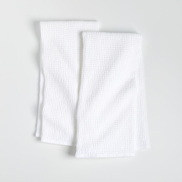 Diamond Pique White Dish Towels, Set of 2