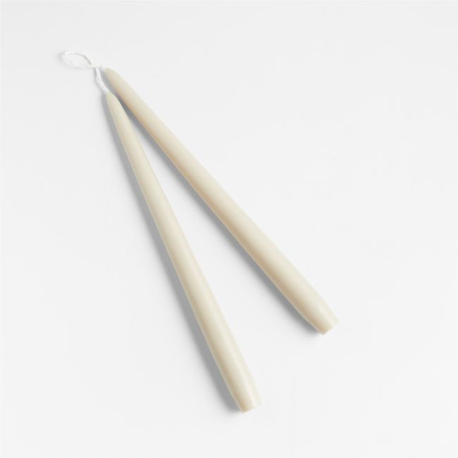 Dipped Parchment Beige Taper Candles, Set of 2