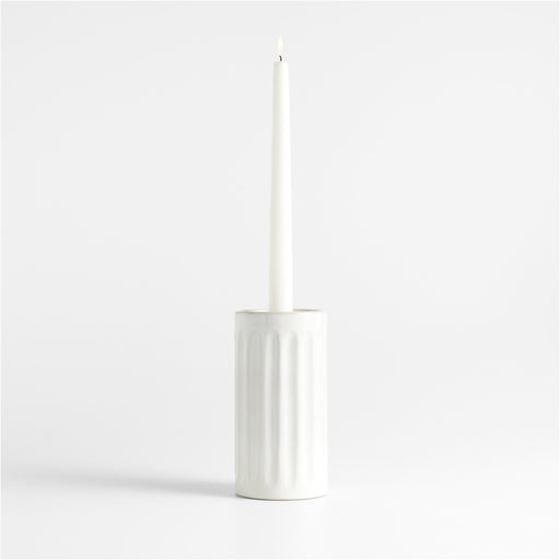 Dover White Ceramic Taper Candle Holder 7"