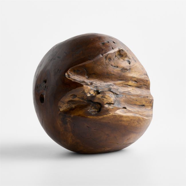 Dark Walnut Wood Small Sphere Decorative Object