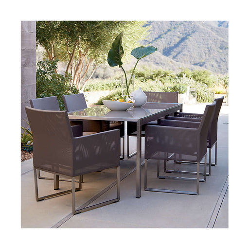 Dune 77" Rectangular Outdoor Dining Table with Taupe Painted Glass