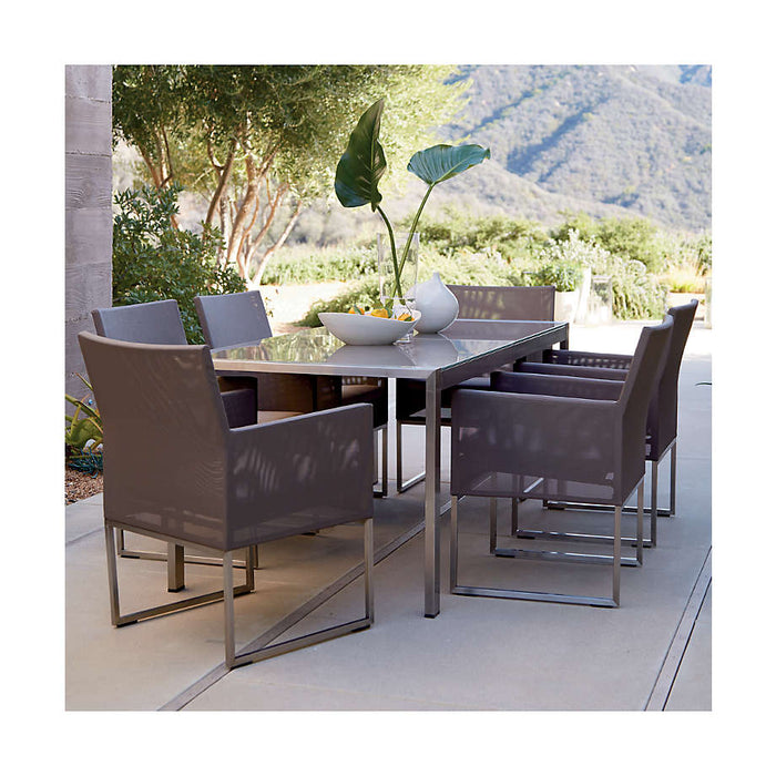 Dune 77" Rectangular Outdoor Dining Table with Taupe Painted Glass