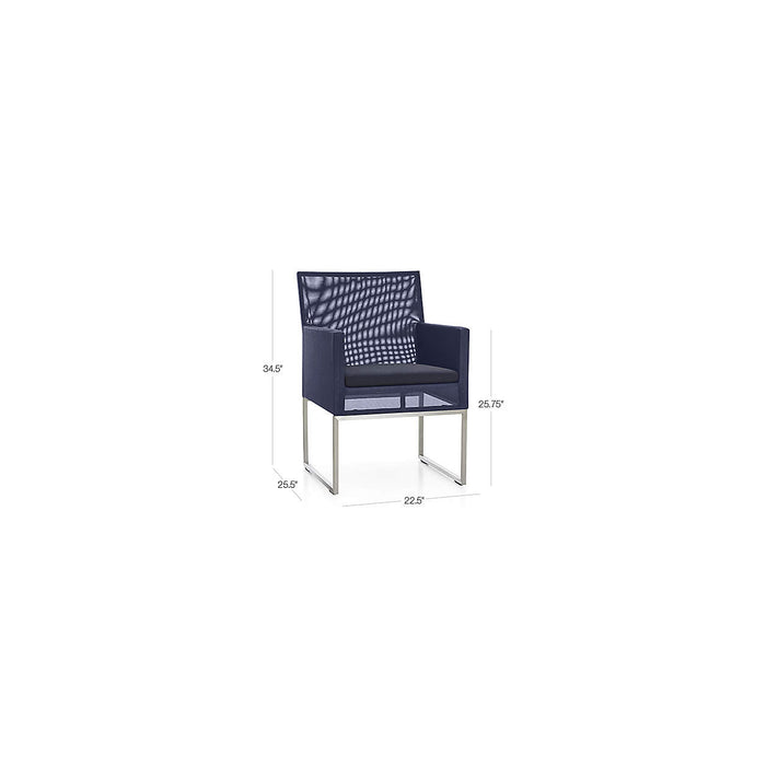 Dune Navy Outdoor Dining Chair with Sunbrella ® Cushion