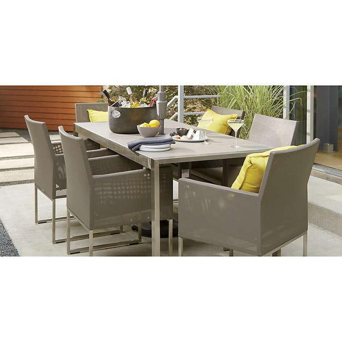 Dune 77" Rectangular Outdoor Dining Table with Taupe Painted Glass