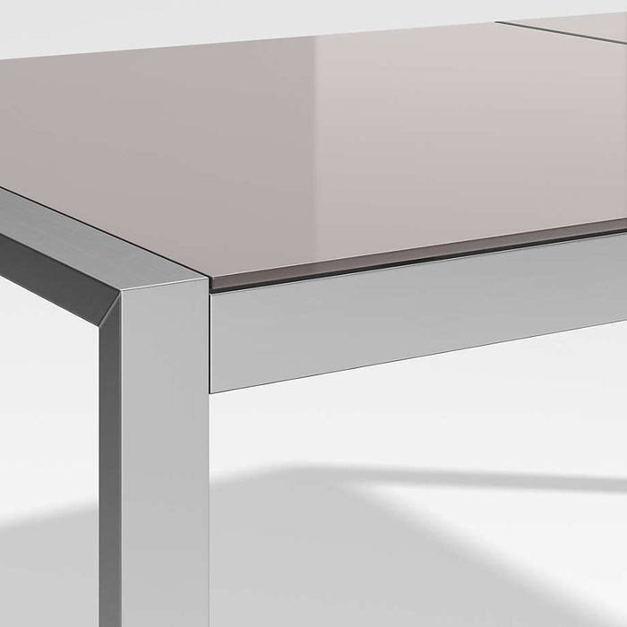 Dune 77" Rectangular Outdoor Dining Table with Taupe Painted Glass