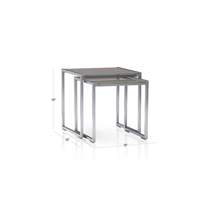 Dune Outdoor Nesting Tables with Taupe Painted Glass, Set of 2