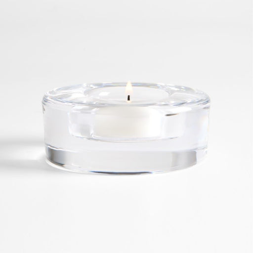 Essential Modern Low Wide Glass Tealight Candle Holder