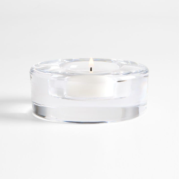 Essential Modern Low Wide Glass Tealight Candle Holder