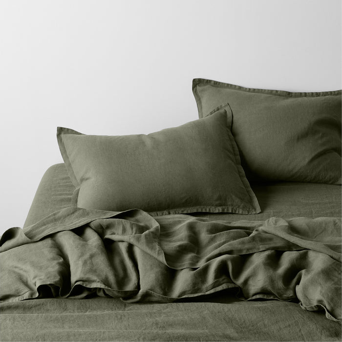 EUROPEAN FLAX ™-Certified Linen Burnt Green Full Bed Sheet Set