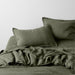 EUROPEAN FLAX -Certified Linen Burnt Green Queen Bed Sheet Set