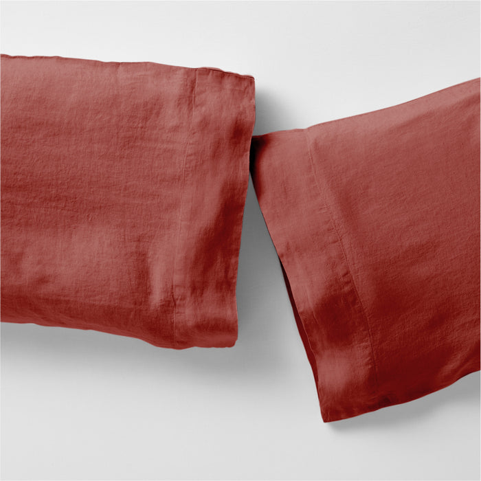 EUROPEAN FLAX ™-Certified Linen Castilian Red Standard Pillow Case, Set of 2