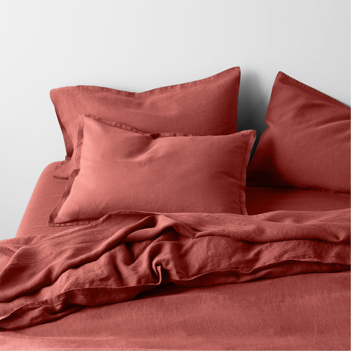 EUROPEAN FLAX ™-Certified Linen Castilian Red Queen Bed Sheet Set