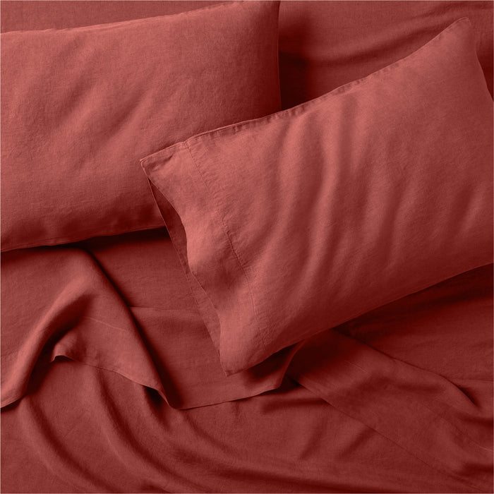 EUROPEAN FLAX ™-Certified Linen Castilian Red King Bed Sheet Set