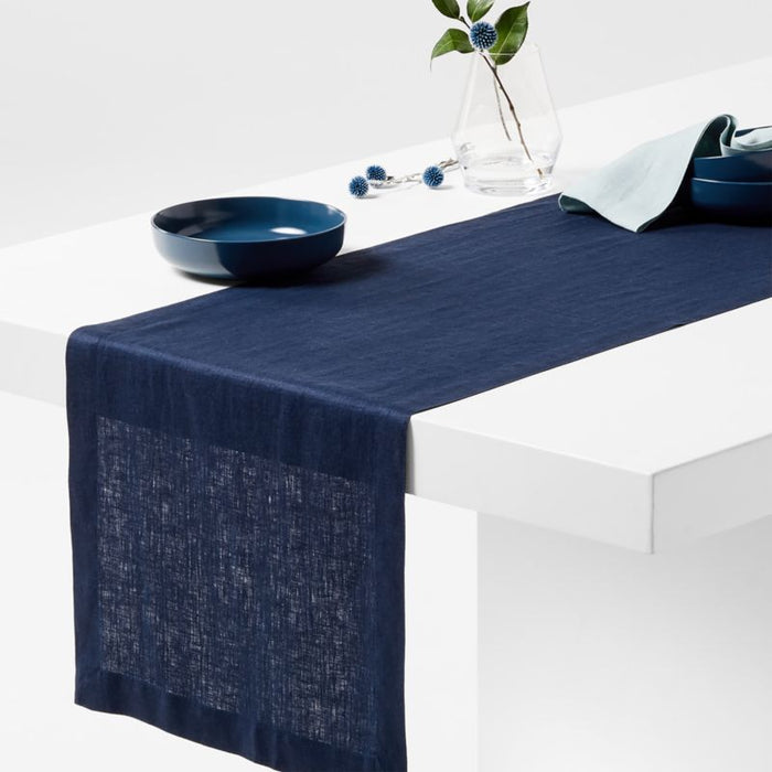 Marin 120" Deep Indigo EUROPEAN FLAX -Certified Linen Table Runner