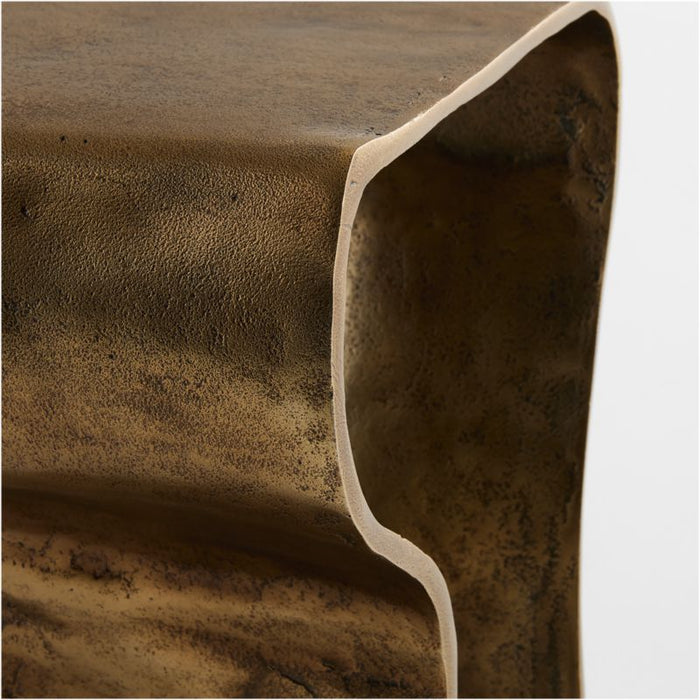 Expressionist Burnished Brass Cast Aluminum 12" Drink Table
