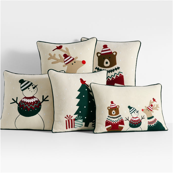 Fair Isle Friends 24"x16" Ivory Multi Throw Pillow Cover by Joan Anderson