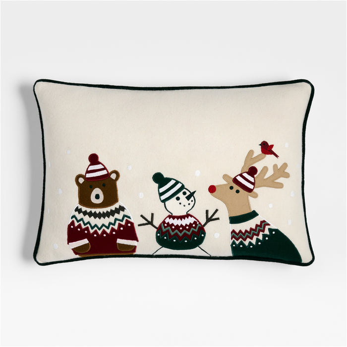 Fair Isle Friends 24"x16" Ivory Multi Throw Pillow Cover by Joan Anderson