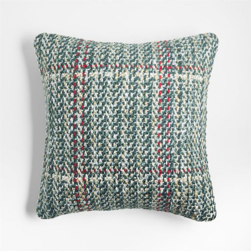Spruce Green Textured Plaid 20"x20" Holiday Throw Pillow Cover