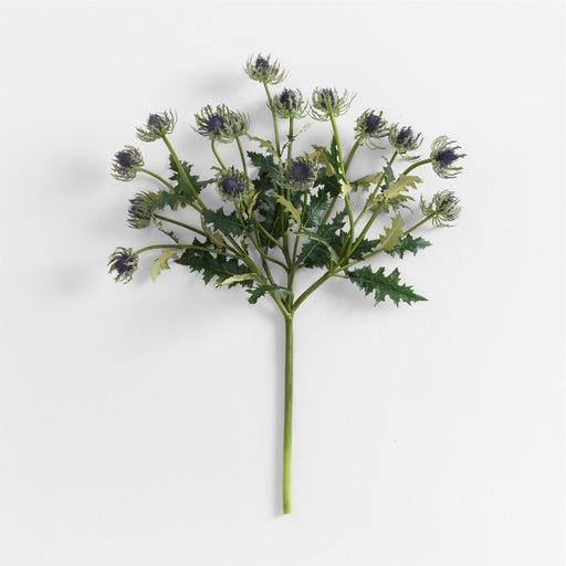 Faux Blue Sea Holly Stem 27"