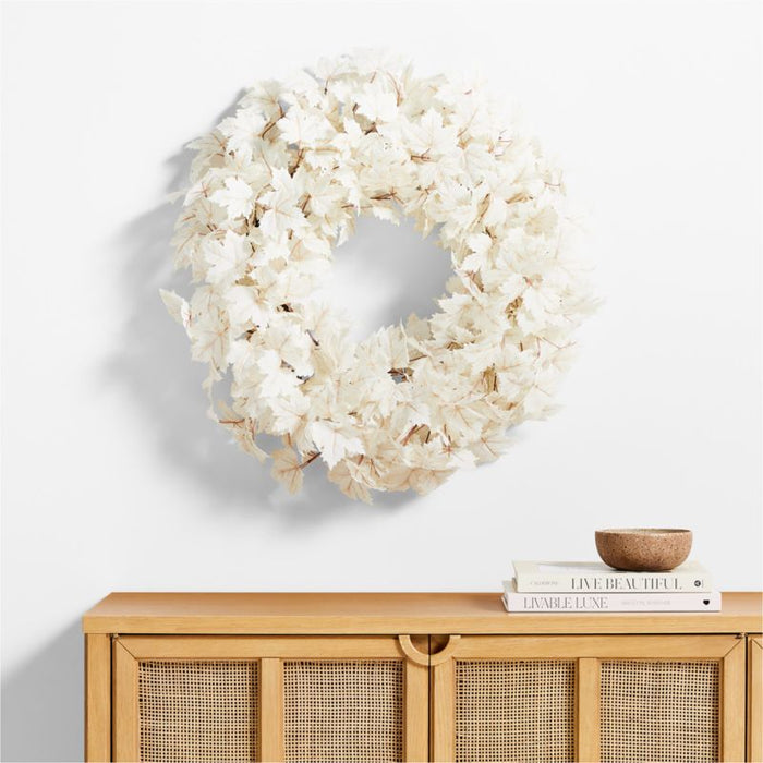 Faux Cream Maple Leaf Wreath 28"