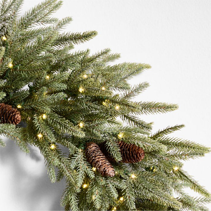 Faux Frosted Pre-Lit LED Norway Spruce Wreath 30"