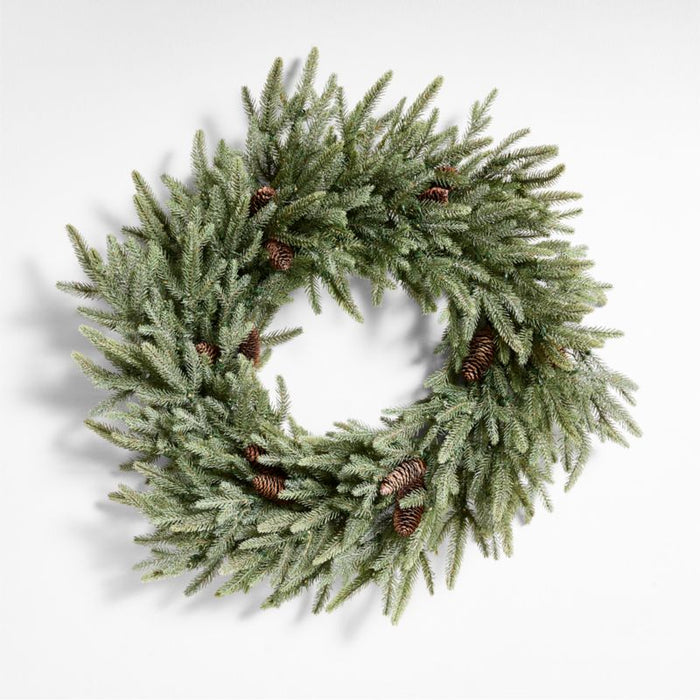 Faux Frosted Pre-Lit LED Norway Spruce Wreath 30"