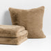 Sierra Tan Faux Fur 23"x23" Throw Pillow Cover