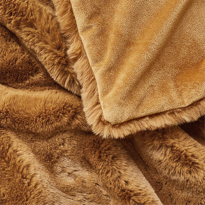 Brulee Brown Faux Fur 70"x55" Throw Blanket