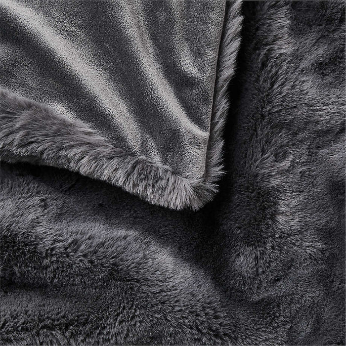 Storm Grey Faux Fur 70"x55" Throw Blanket