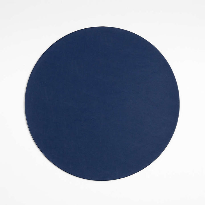 Rizzo Round Reversible Navy and Natural Faux Leather Placemat