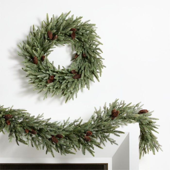 Faux Frosted Pre-Lit LED Norway Spruce Wreath 30"
