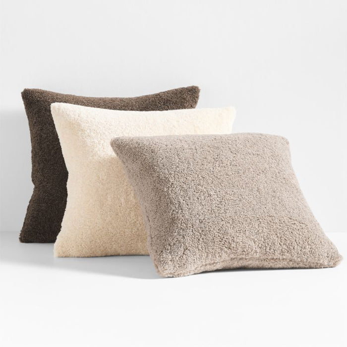 Faux Shearling 20"x20" Clay Taupe Throw Pillow Cover