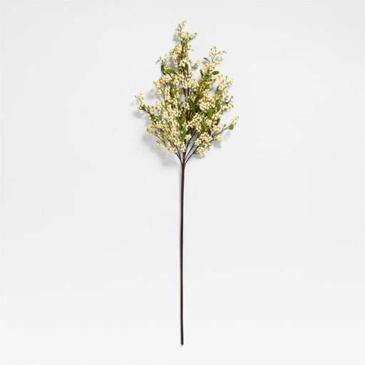 Faux White Berry Stem with Leaves 60"