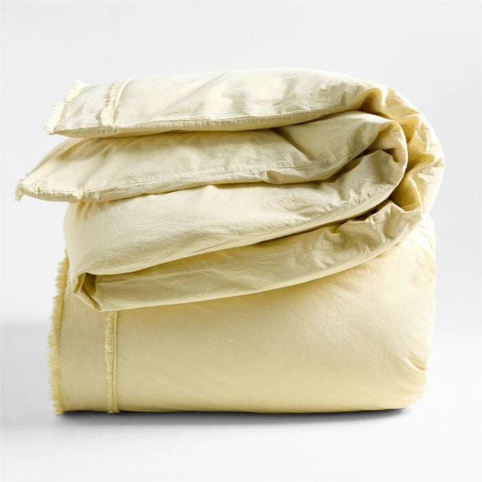Favorite Washed Organic Cotton Lemon Yellow Sorbet King Eyelash Duvet Cover