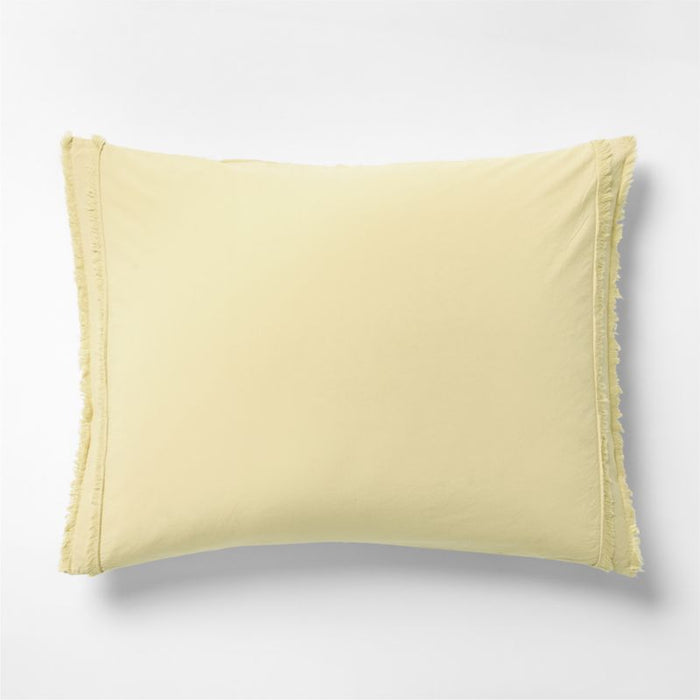 Favorite Washed Organic Cotton Lemon Yellow Sorbet King Eyelash Bed Pillow Sham