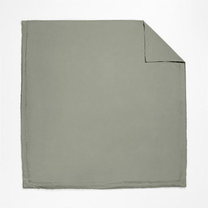 Favorite Washed Organic Cotton Sage Shadow Green Eyelash Full/Queen Duvet Cover