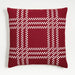 Luminous Red Felted Wool Plaid 23"x23" Holiday Throw Pillow Cover