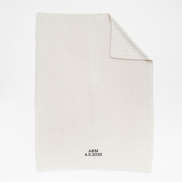 Arctic Ivory Wool Blend 70''x55" Fisherman Knit Throw Blanket