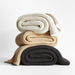Storm Grey Wool Blend 70''x55" Fisherman Knit Throw Blanket