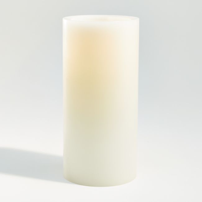 Warm White Flameless 4"x8" Wax Pillar Candle