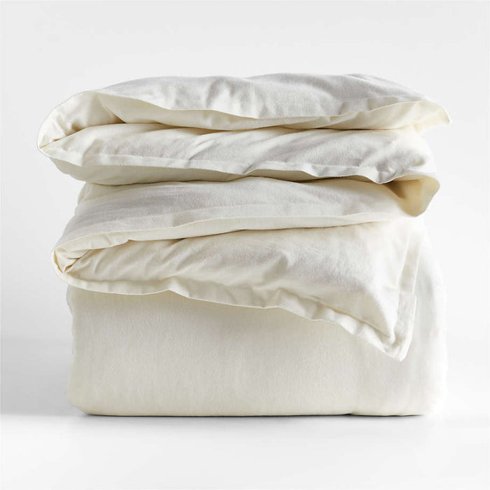 Organic Cotton Flannel Arctic Ivory Full/Queen Duvet Cover